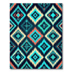 Vibrant Teal Turquoise geometric Boho Diamond Rug
