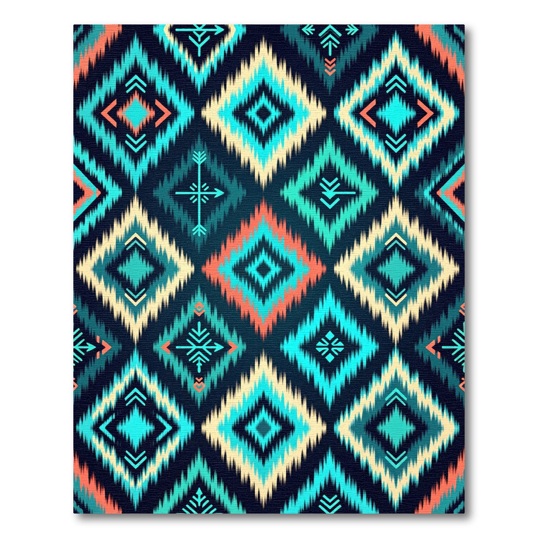Vibrant Teal Turquoise geometric Boho Diamond Rug