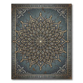 Elegant Slate and Gold Floral Mandala Rug