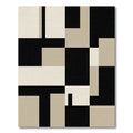 Minimalist Black and Beige Geometric Block Rug