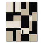Minimalist Black and Beige Geometric Block Rug