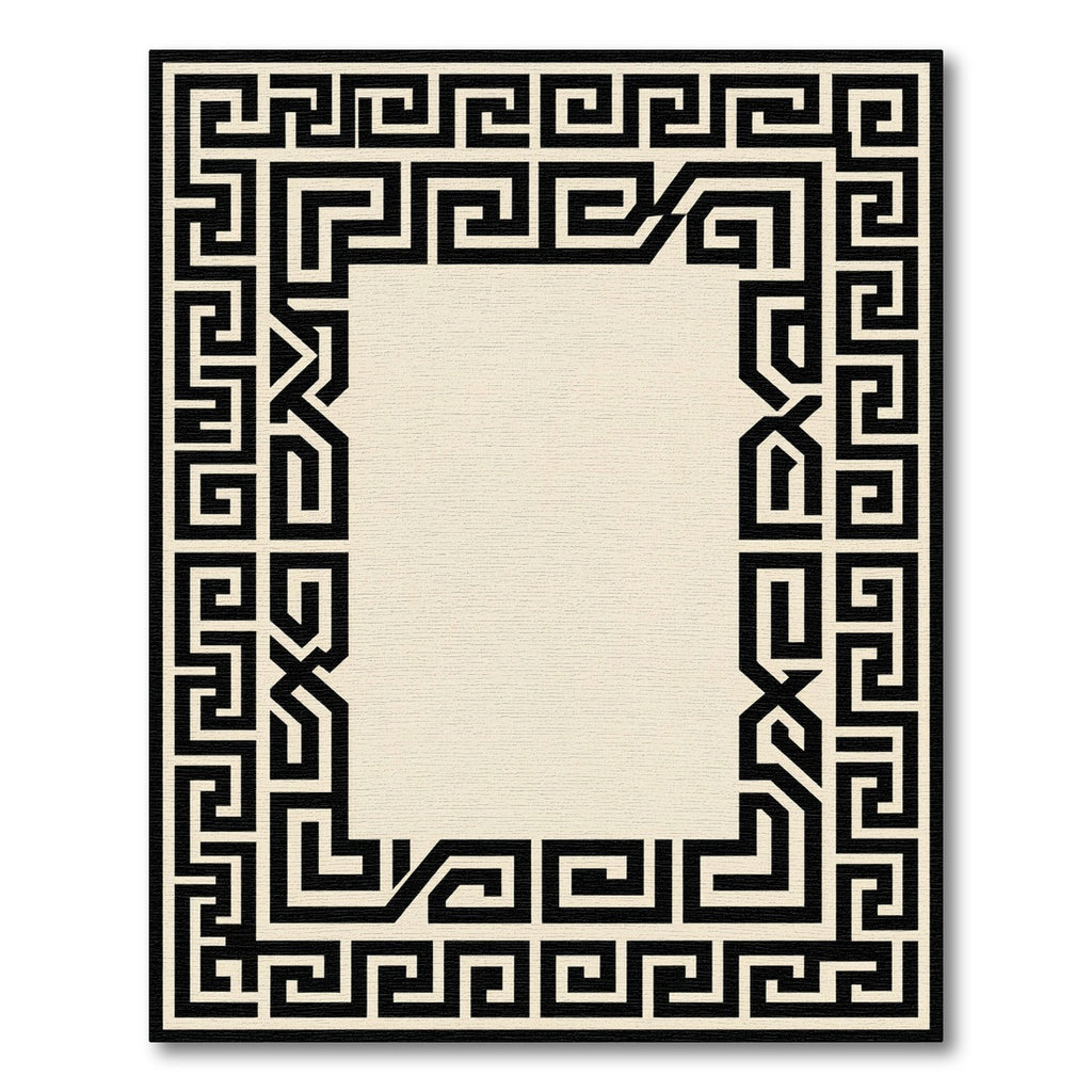 Bold Black Greek Key Square Rug