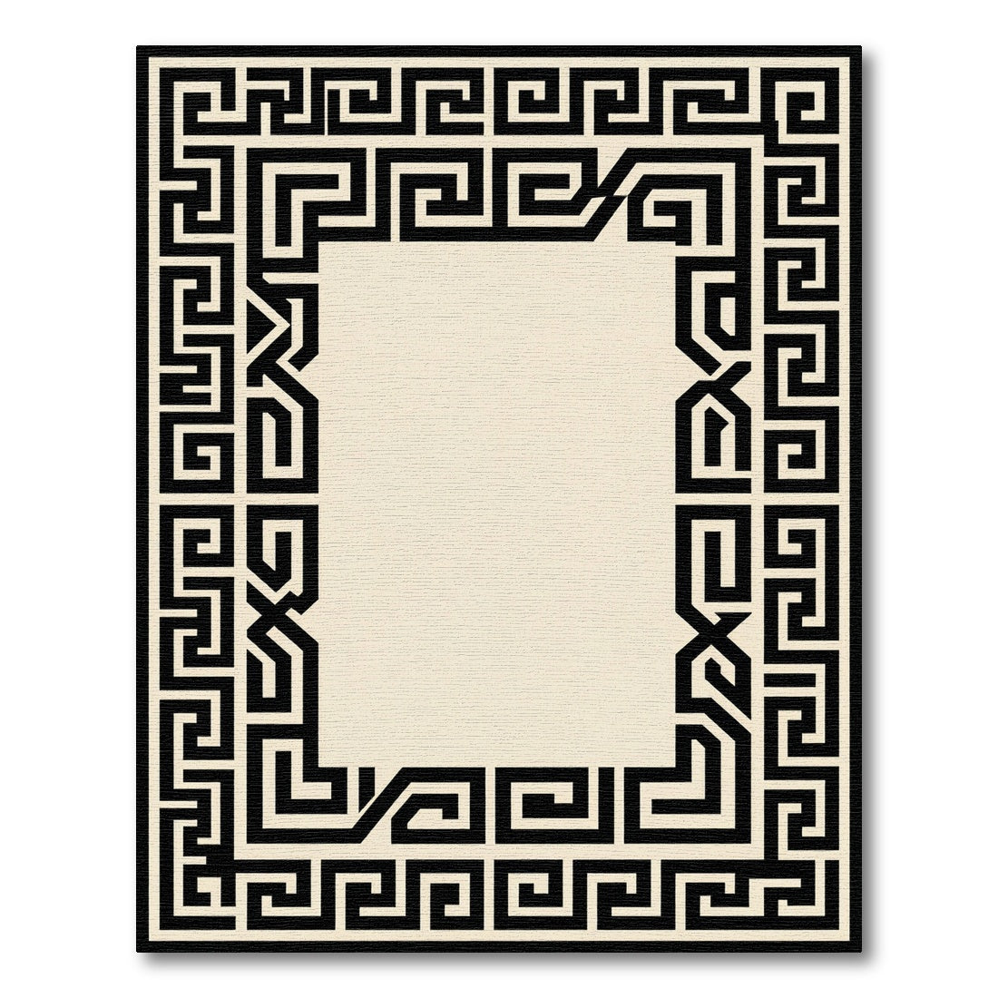 Bold Black Greek Key Square Rug