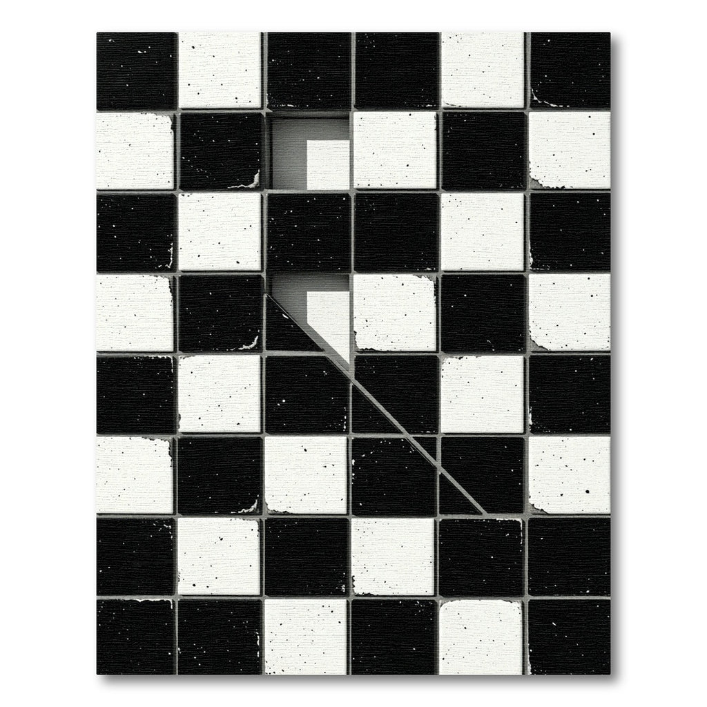 Monochrome Geometric Split Checkerboard Rug