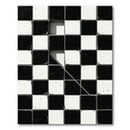 Monochrome Geometric Split Checkerboard Rug