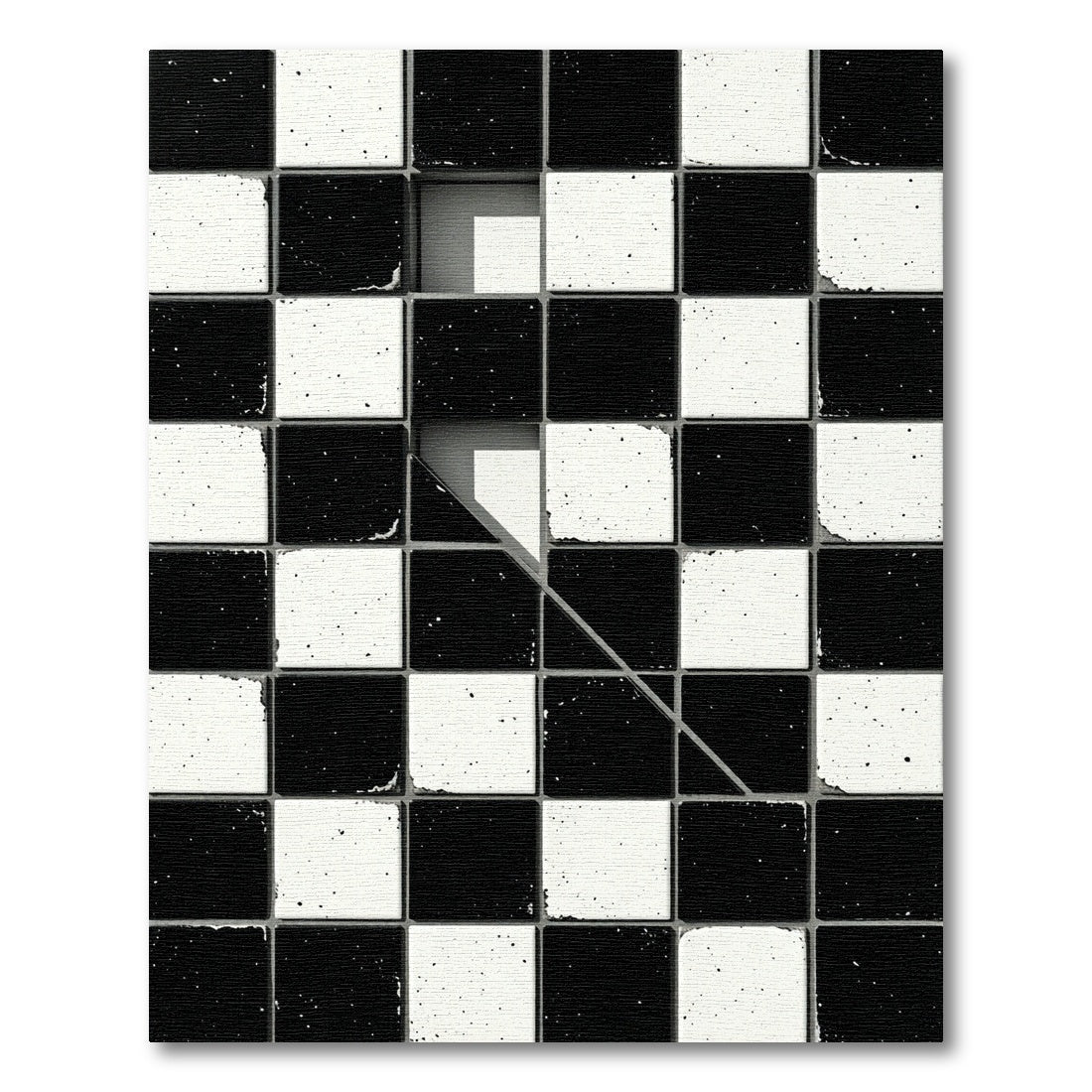 Monochrome Geometric Split Checkerboard Rug
