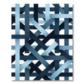 Abstract Navy and Blue Interlocking Lines Rug