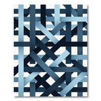 Abstract Navy and Blue Interlocking Lines Rug