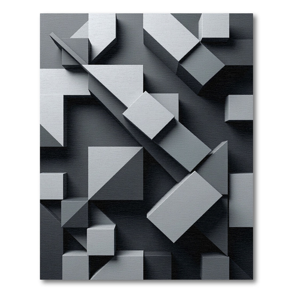 Monochrome Gray Minimalist Geometric Architectural Rug
