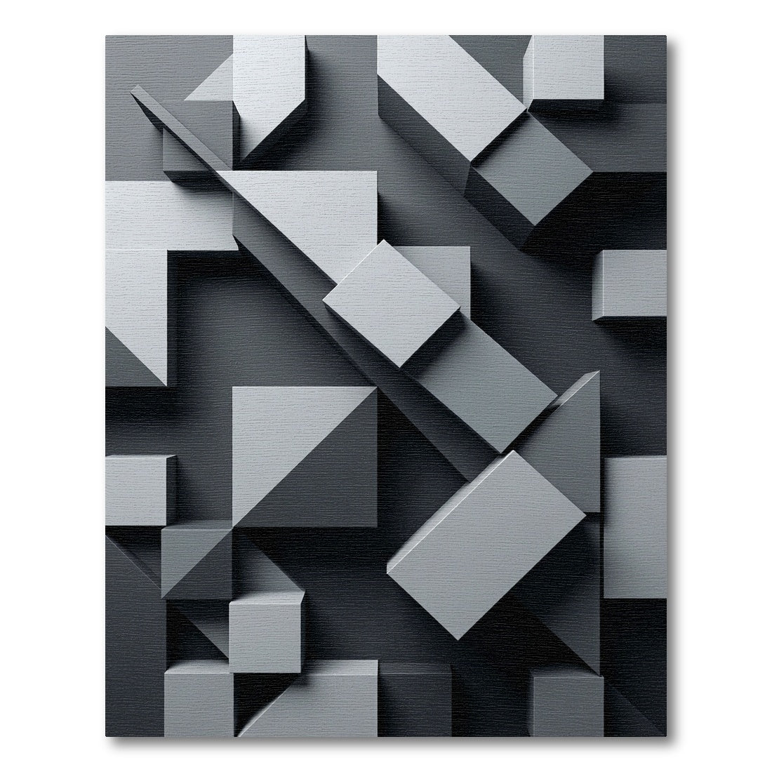 Monochrome Gray Minimalist Geometric Architectural Rug
