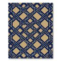 Geometric Navy and Gold Interlocking Lattice Rug