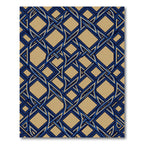 Geometric Navy and Gold Interlocking Lattice Rug