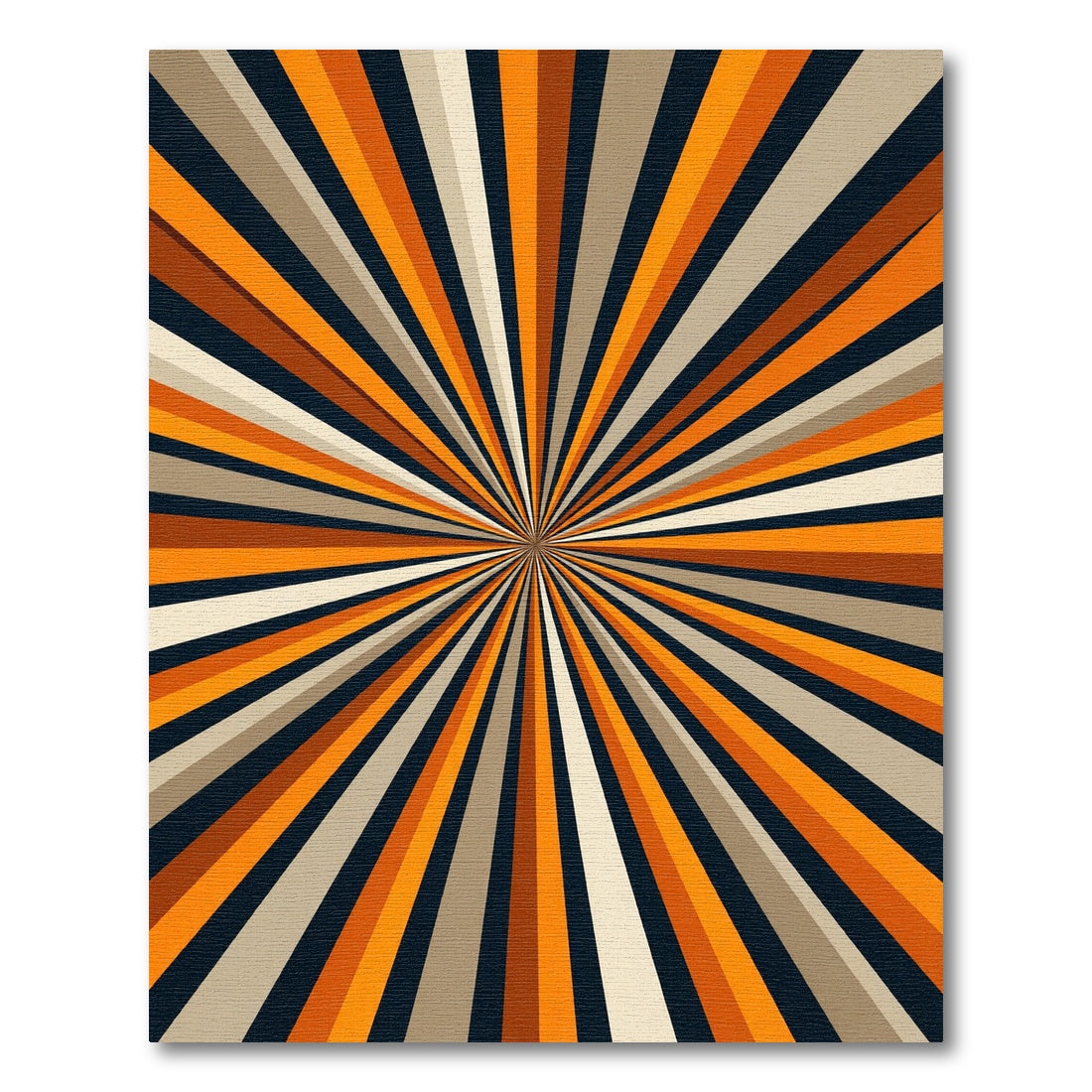 Retro Tangerine Sunburst Radial Rug