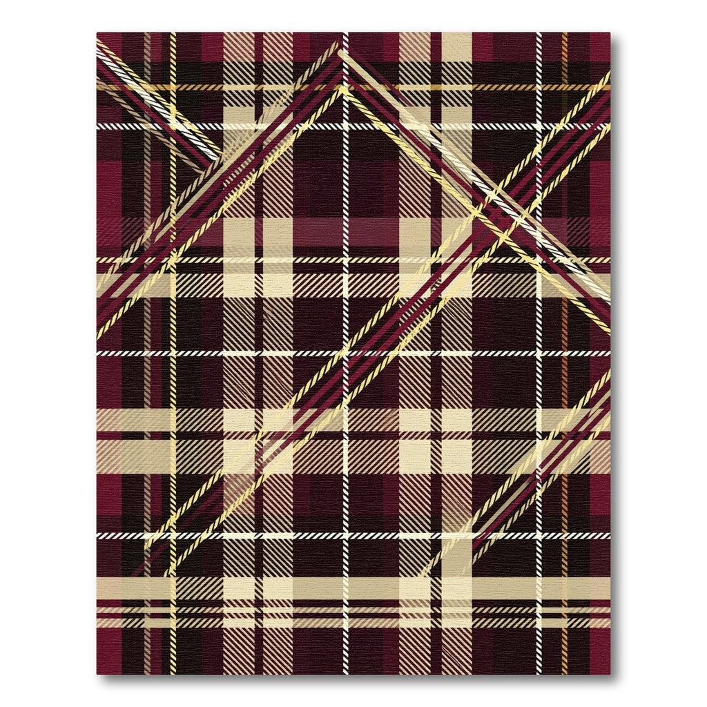Deep Burgundy Yellow Plaid Lines Rug