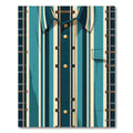 Teal Vertical Railway Stripe Abstract Art Rug