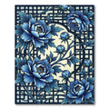 Vibrant Blue Floral Lattice Composition Rug