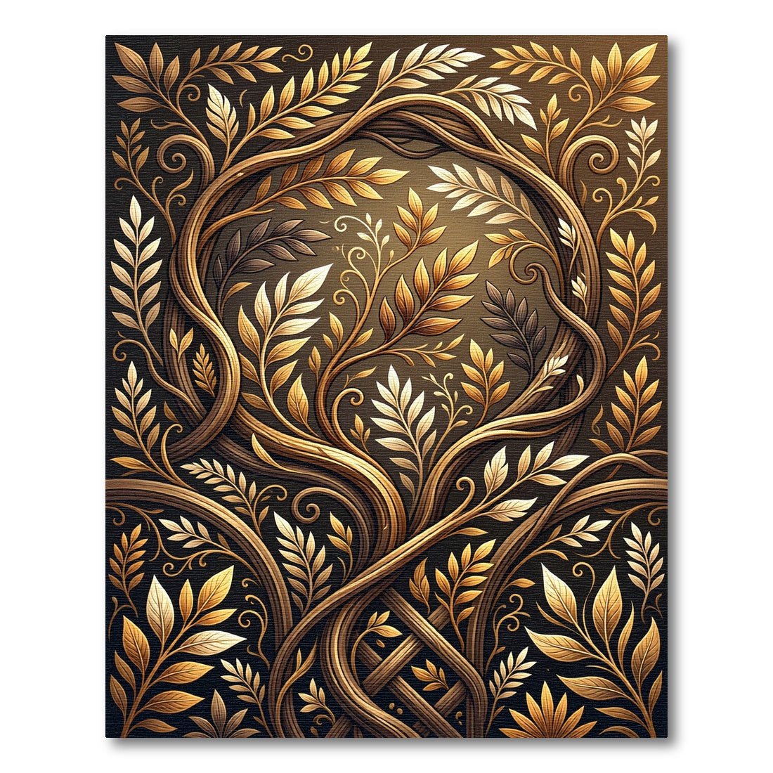 Gilded Leaf Vine Symmetry Rug