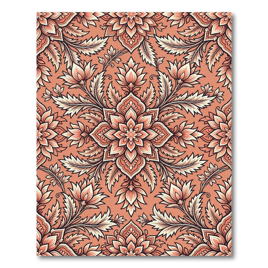 Coral Blooming Floral Medallion Rug