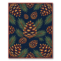 Nature Pinecone Botanical Navy Forest Floor Rug