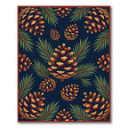 Nature Pinecone Botanical Navy Forest Floor Rug
