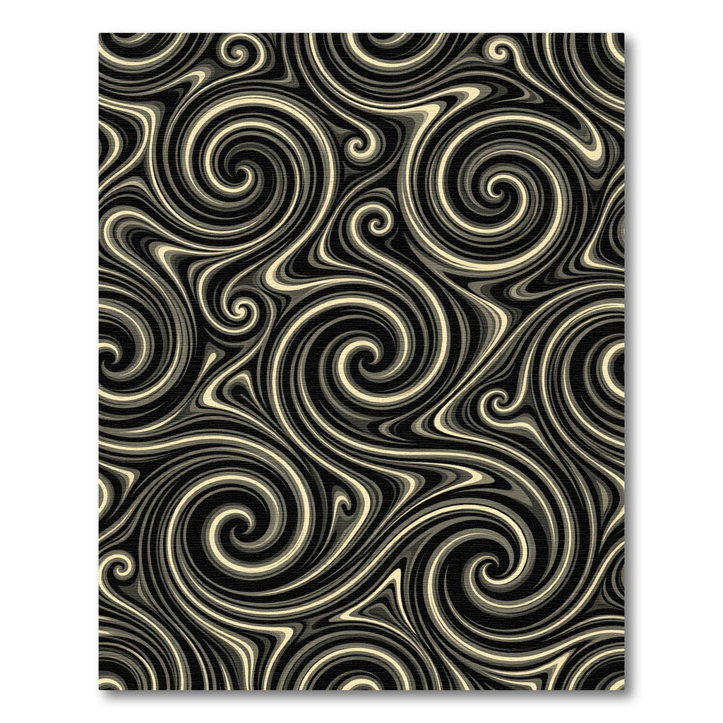 Black Cream Swirling Marble Lines Rug