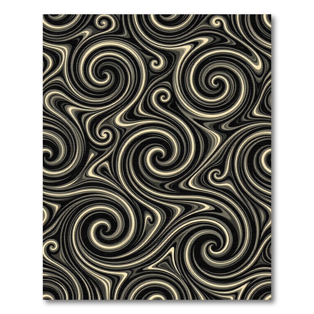 Black Cream Swirling Marble Lines Rug