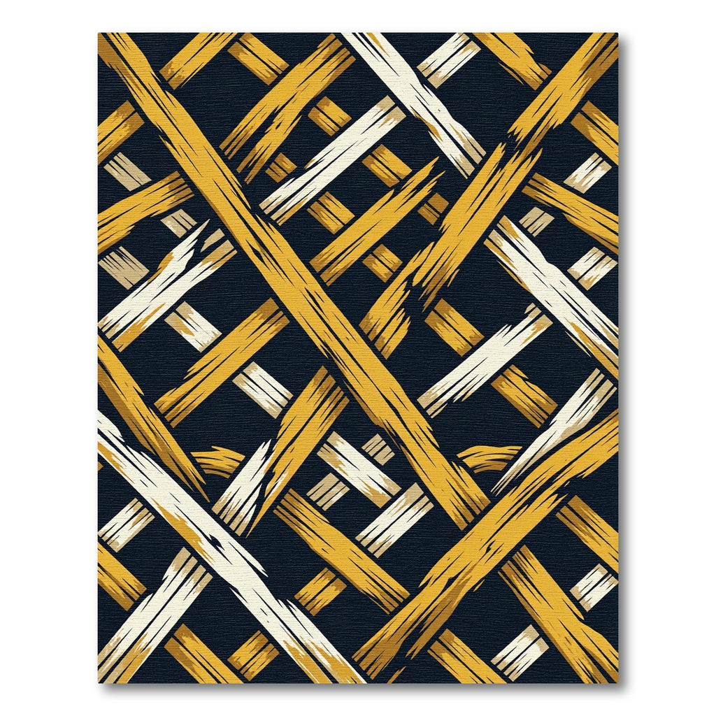 Golden Bamboo Lattice Overlay Rug