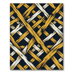 Golden Bamboo Lattice Overlay Rug