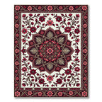 Elegant Deep Red Floral Mandala Art Rug