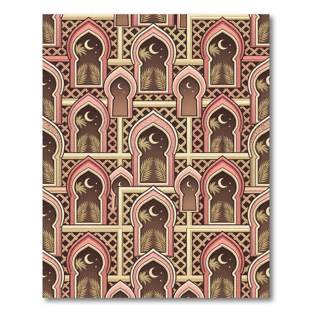 Pink Geometric Archway Palm Night Rug