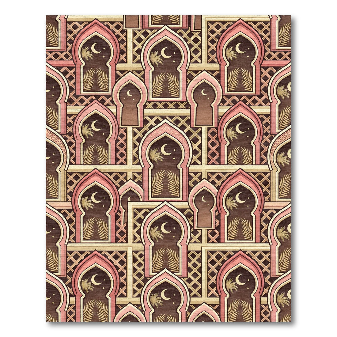 Pink Geometric Archway Palm Night Rug