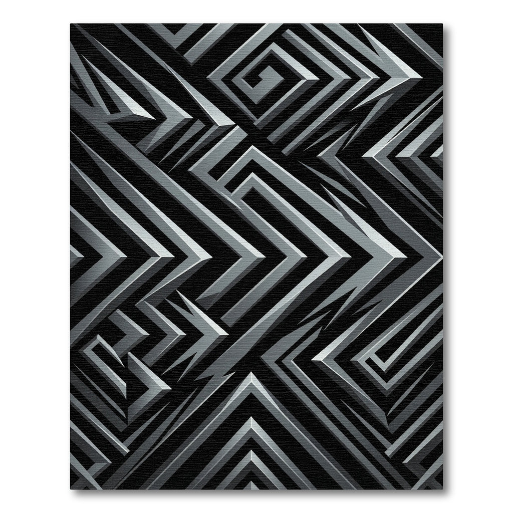 Chrome Black Geometric Maze Rug