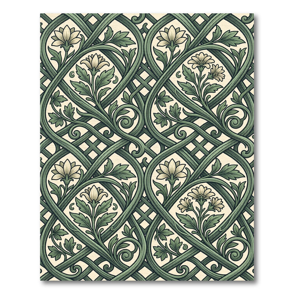 Sage Green Interlocking Botanical Vine Rug