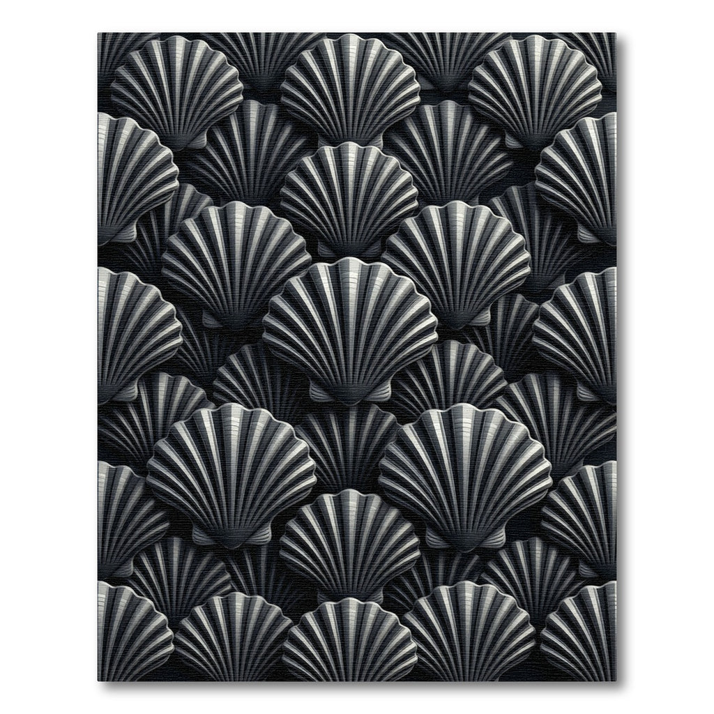 Metallic Silver Art Deco Scalloped Shell Rug