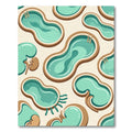 Whimsical Abstract Teal Pool Kidney Shape Rug