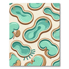 Whimsical Abstract Teal Pool Kidney Shape Rug