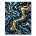 Abstract Navy and Gold Fluid Wave Rug