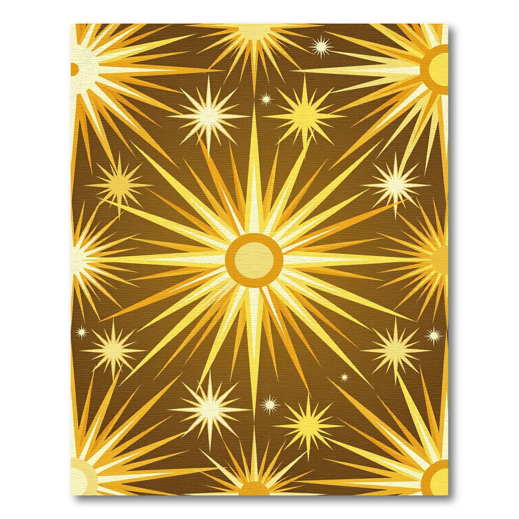 Radiant Golden Celestial Sunburst Art Rug