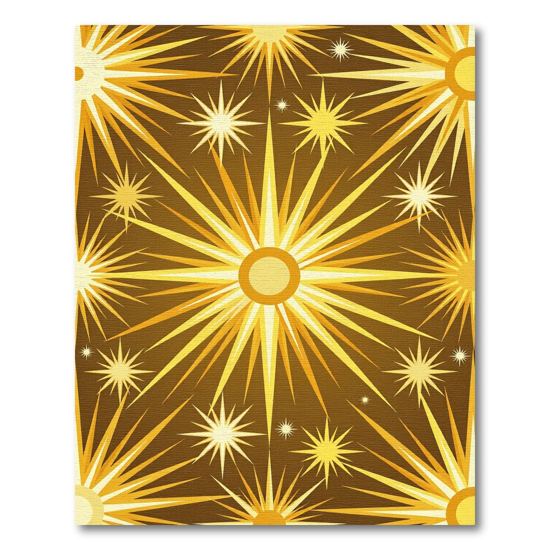 Radiant Golden Celestial Sunburst Art Rug