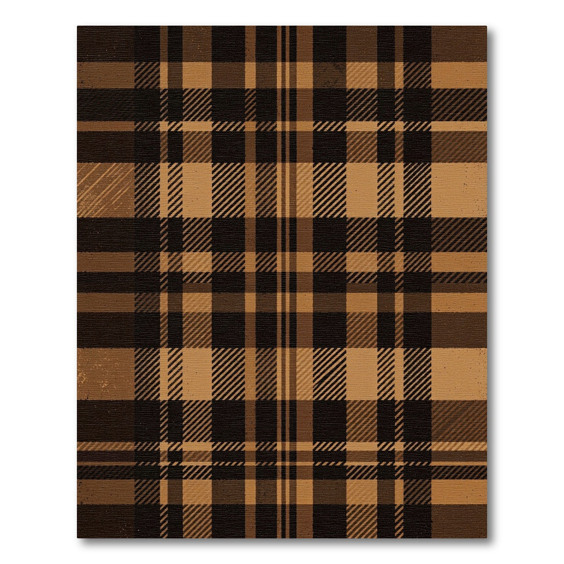 Rustic Brown Plaid Checkered Area Rug