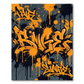 Orange Graffiti Ink Splatter Urban Art Rug