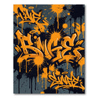 Orange Graffiti Ink Splatter Urban Art Rug