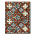 Ornate Burgundy Grey Quatrefoil Lattice Rug