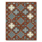 Ornate Burgundy Grey Quatrefoil Lattice Rug