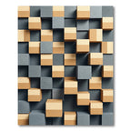Modern Gray Ochre Block Composition Rug