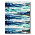 Watercolor Coastal Blue Abstract Wave Imagery Rug