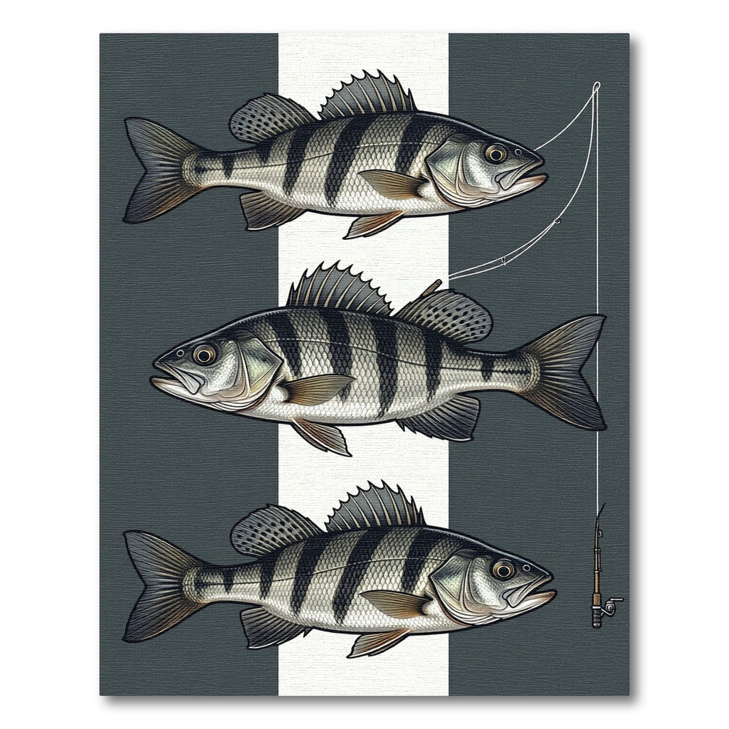 Striped Perch Fish Monochrome Art Rug