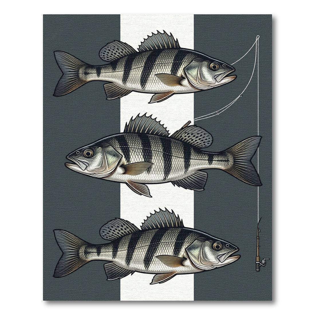Striped Perch Fish Monochrome Art Rug