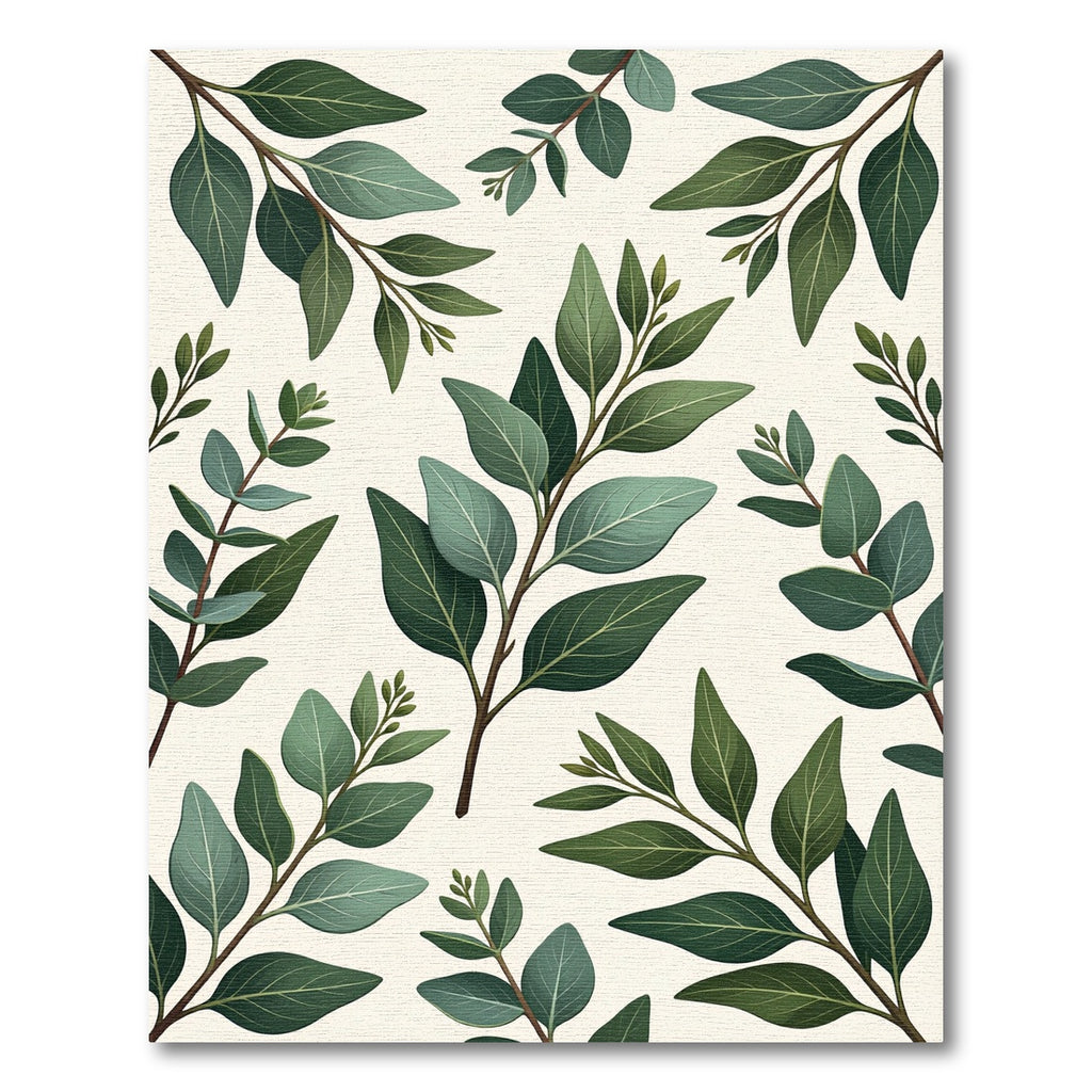 Green Eucalyptus Leaf Botanical Sprigs Rug