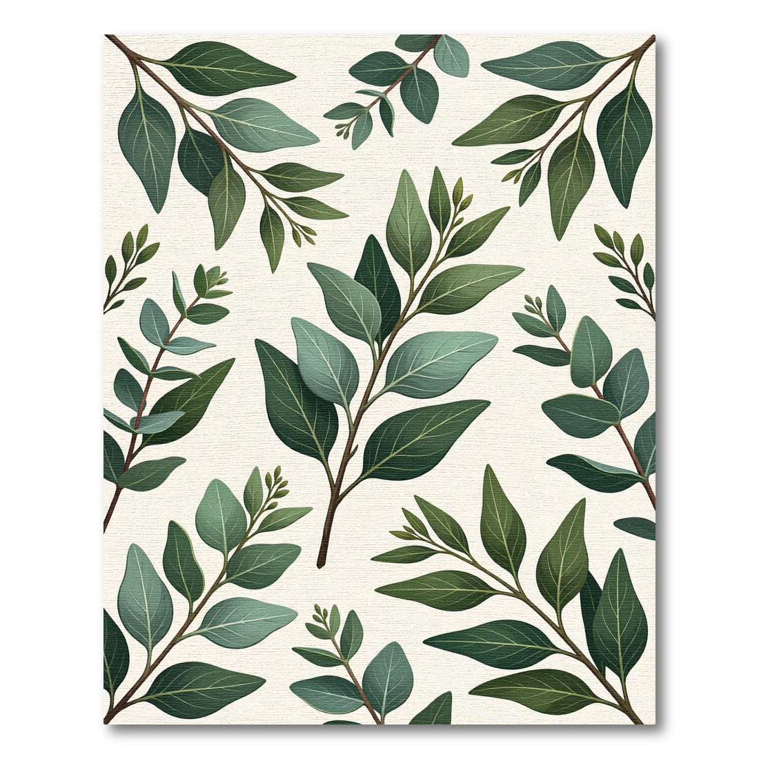Green Eucalyptus Leaf Botanical Sprigs Rug
